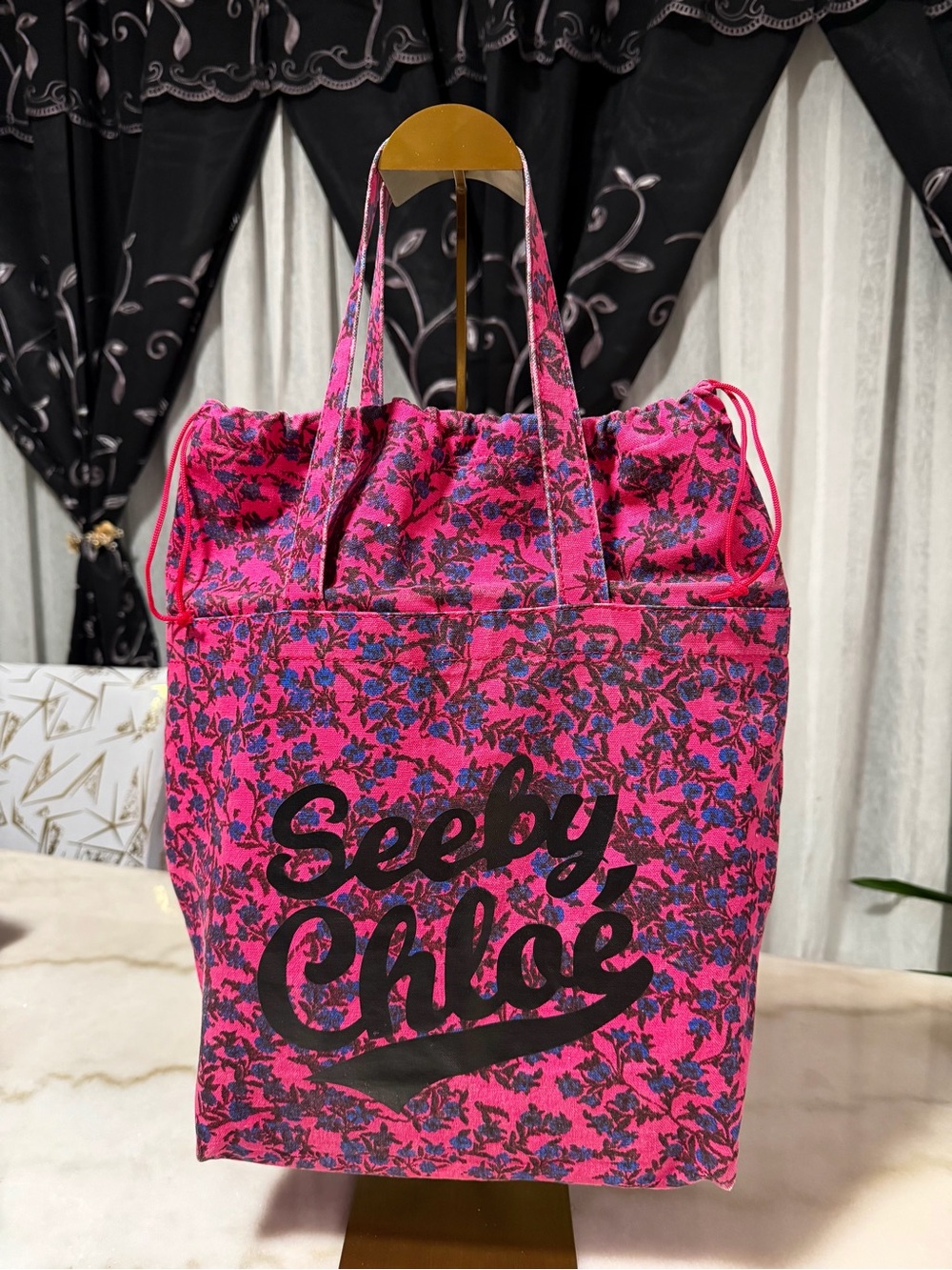 See By Chloe Hot Pink Drawstring Tote